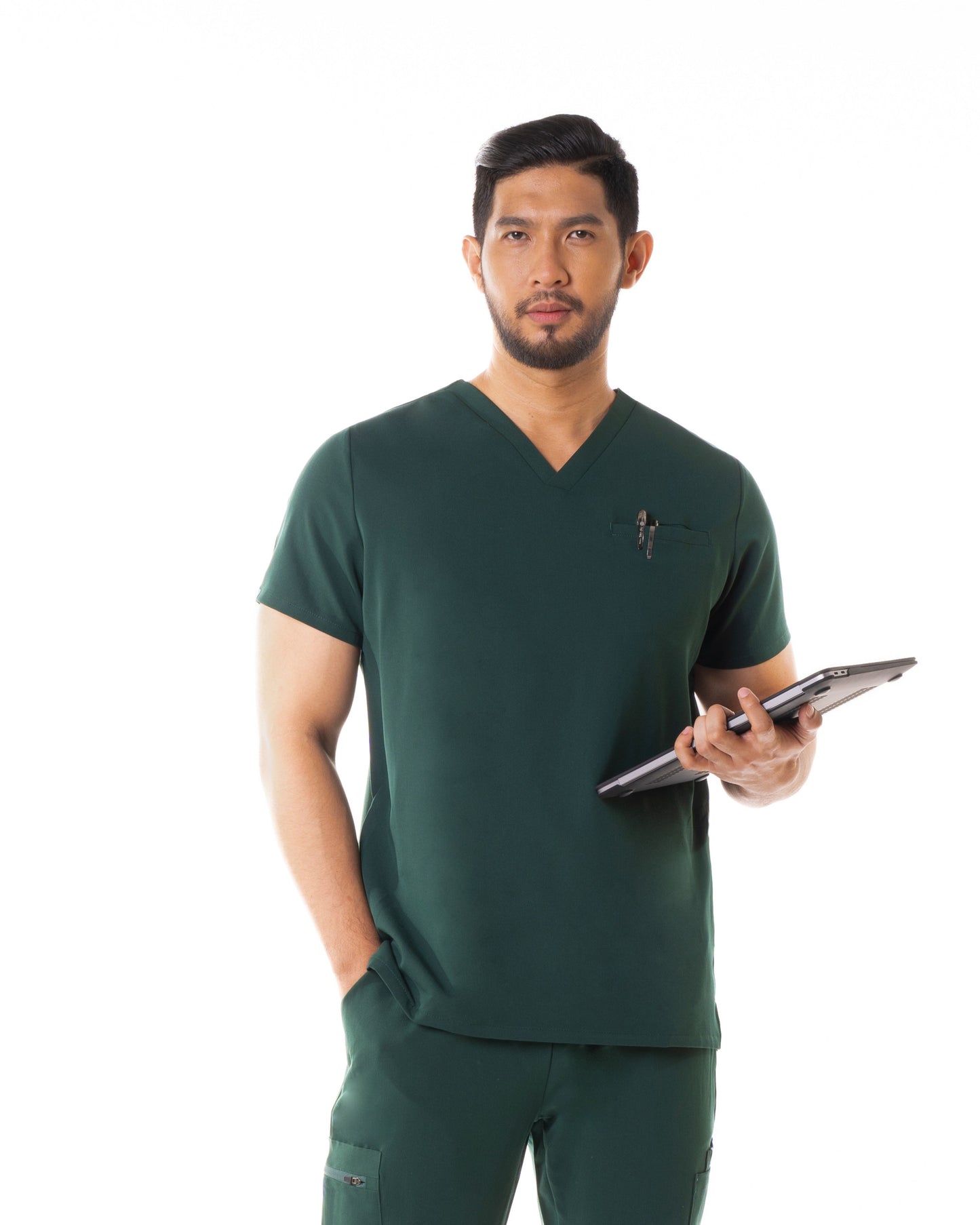 Men's PRO V-neck Top Forest Green