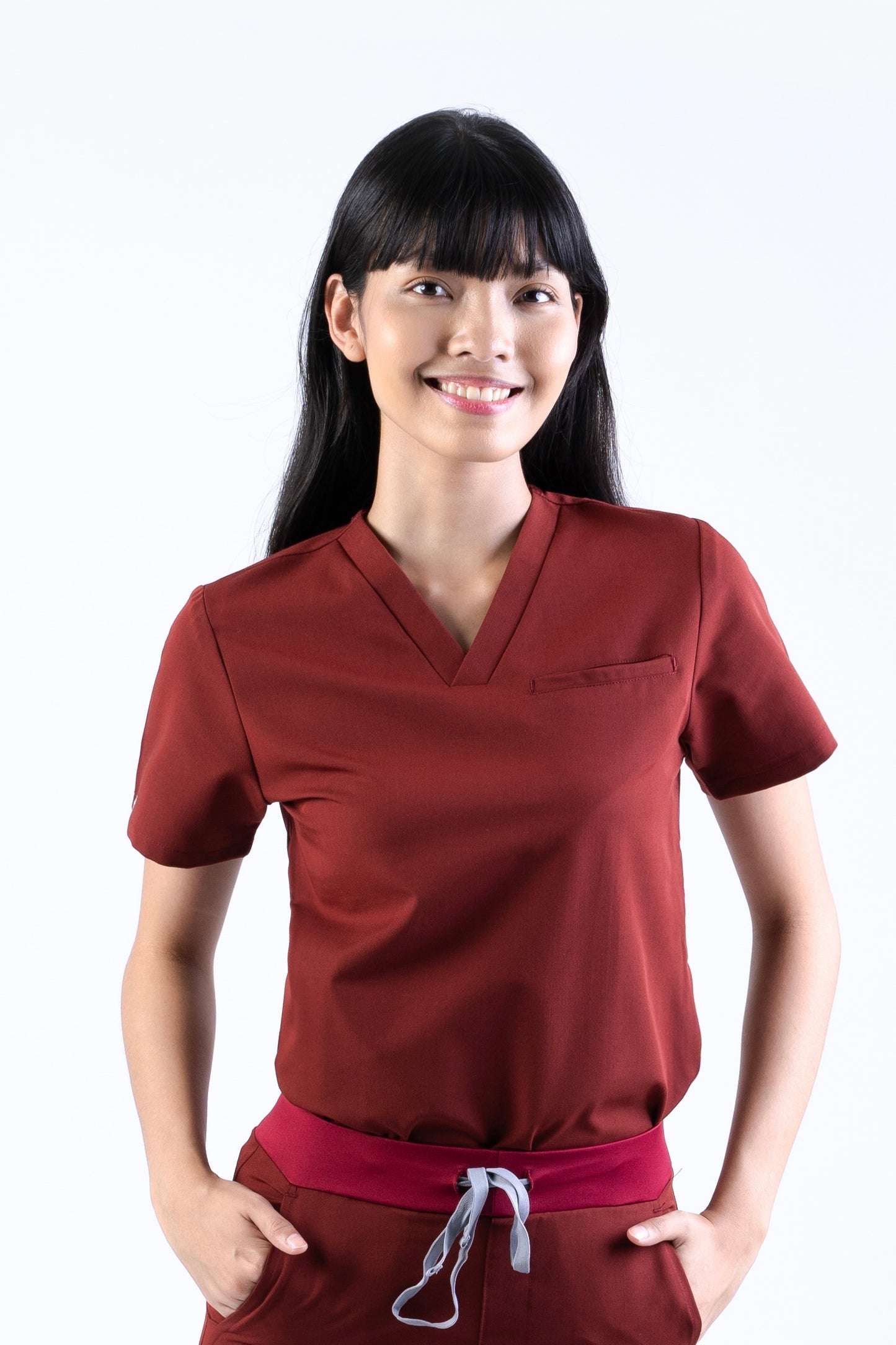 Women's PRO V-neck Top Maroon