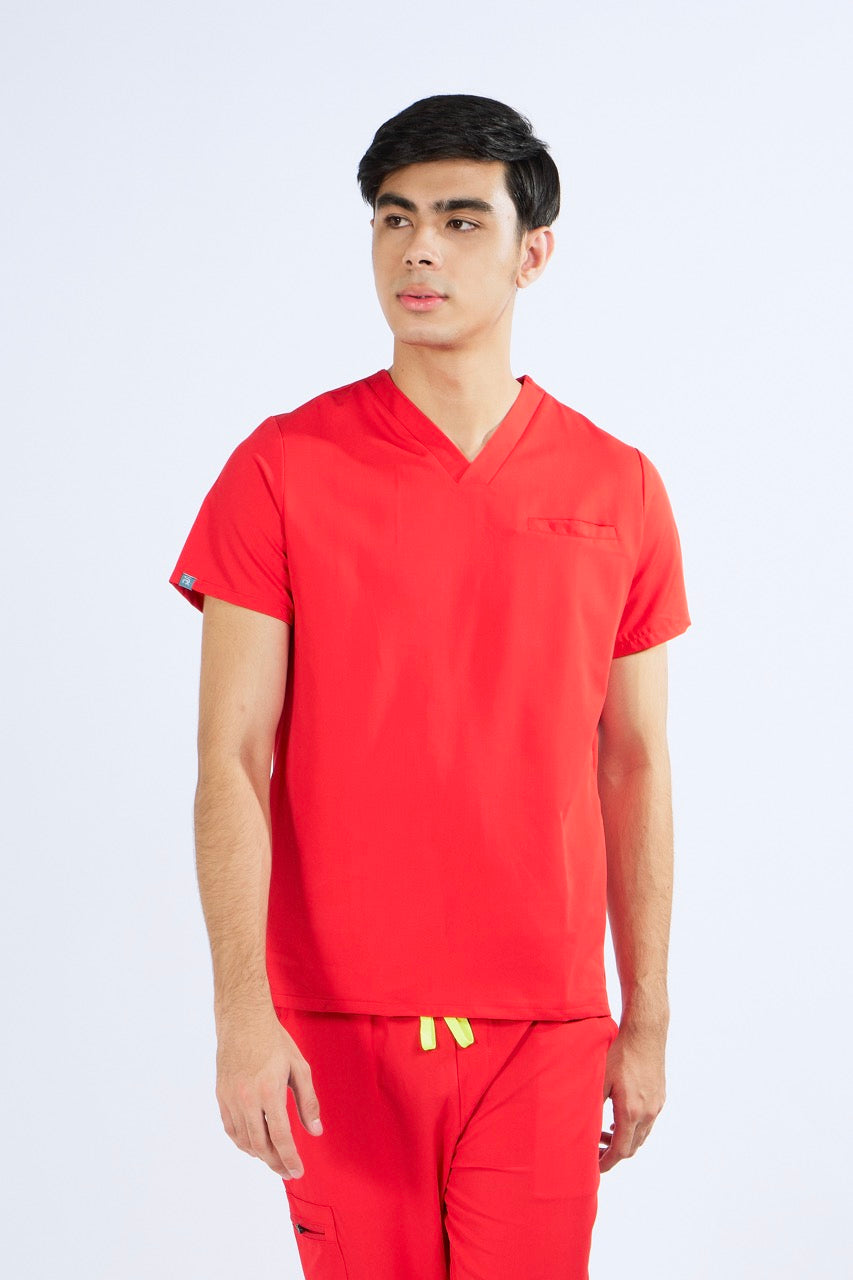 Men's Pro Jogger & V-neck Top | Red Pair