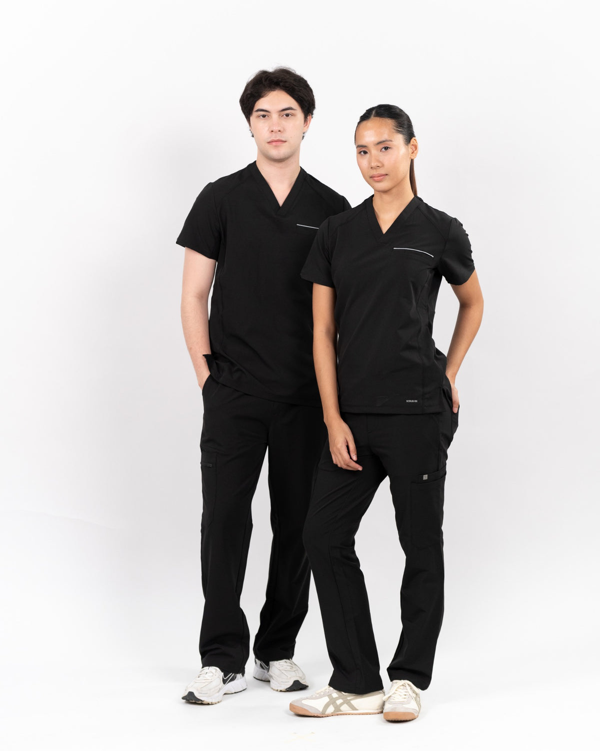 Elite scrub set in Black on two models