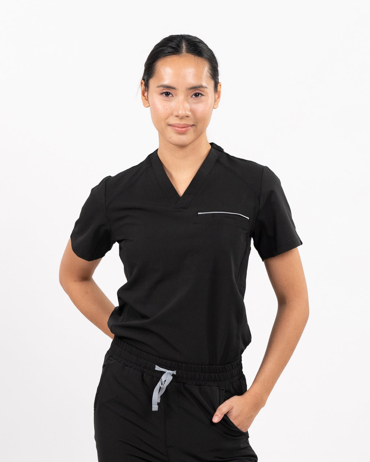 Elite Signature V-neck Top in Black