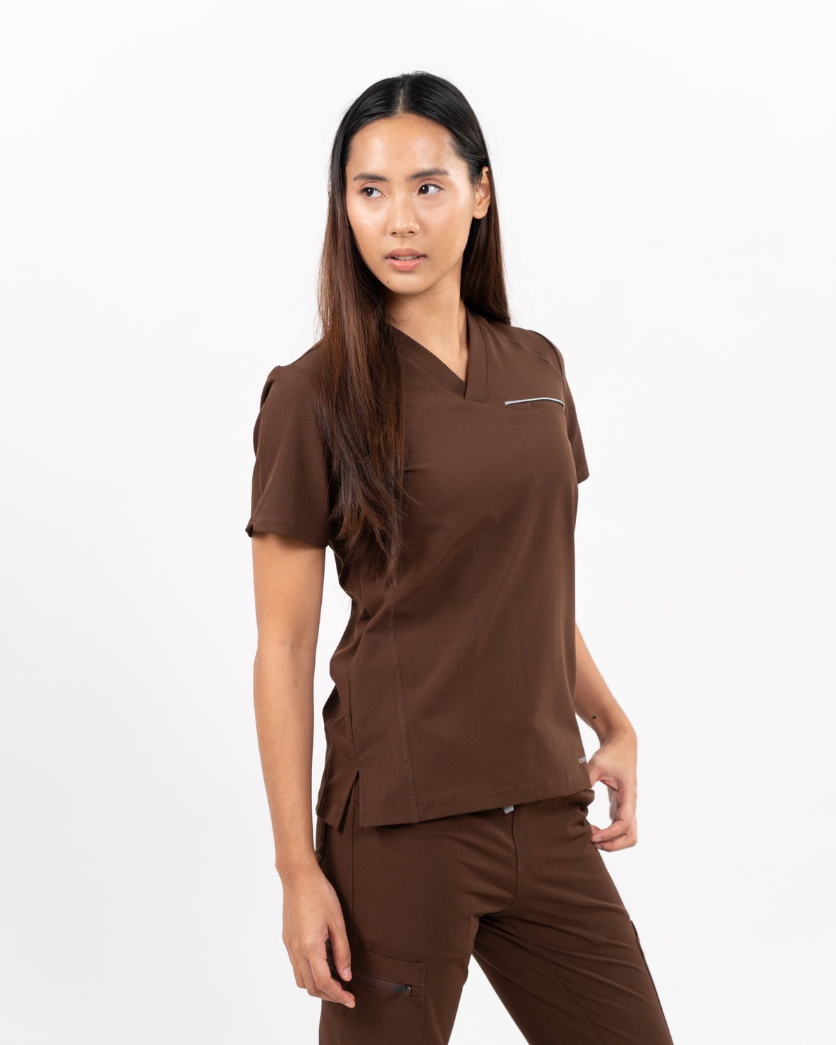 Elite Signature V-neck Top in Dark Mocha