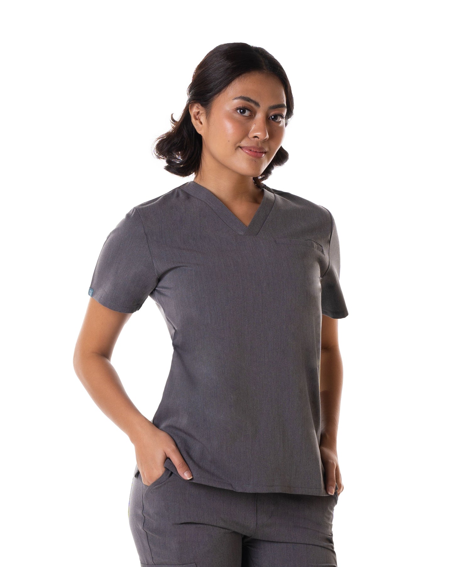 Women's PRO V-neck Top Charcoal